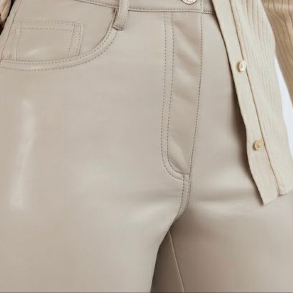 Wilfred MELINA PANT size 4 color light taupe straight leg high rise faux leather - Picture 6 of 6